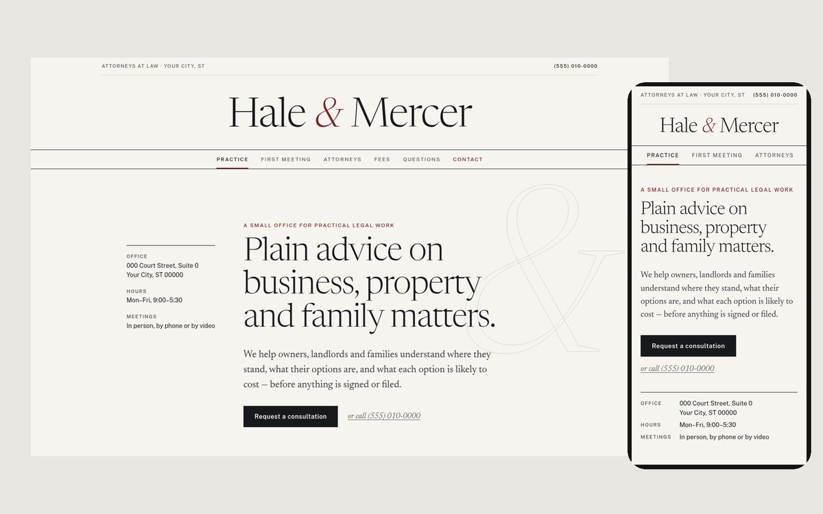 Counselor template shown on a desktop and a phone
