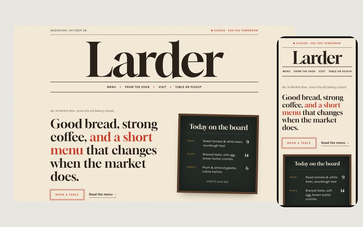 Modelo Larder num computador e num telemóvel