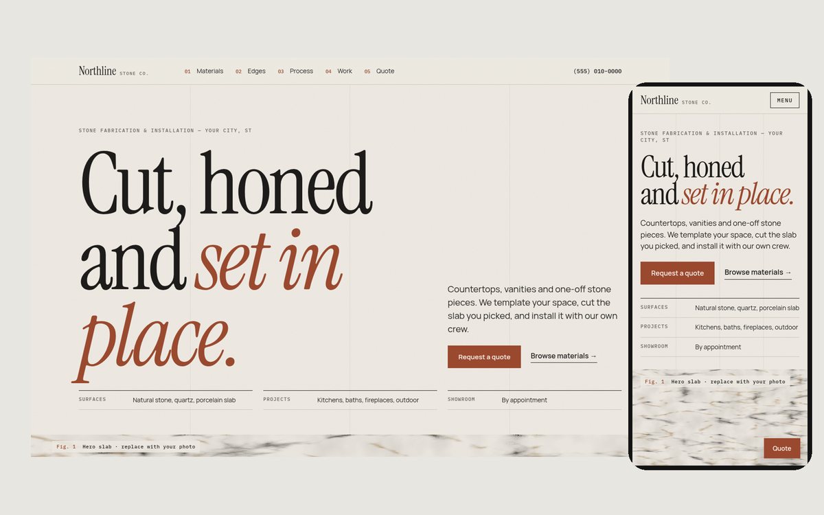Slabworks template shown on a desktop and a phone